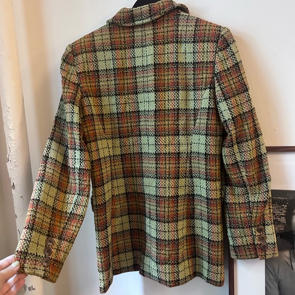▪️sold▪️vintage green plaid coat gruppo americano mid length jacket - Picture 6 of 11
